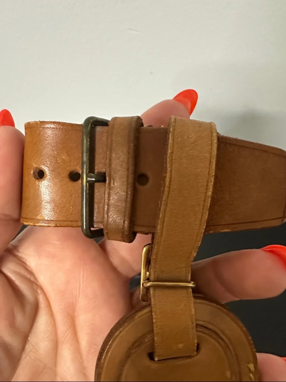 💯 Authentic Louis Vuitton Vachetta Tan Leather Luggage Tag with Strap